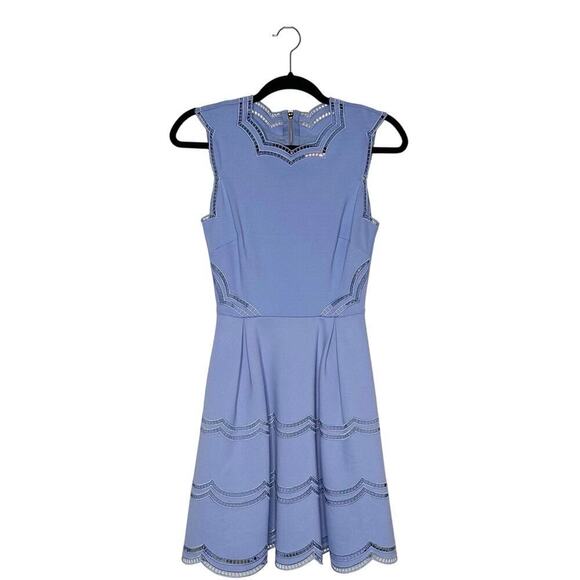 Ted Baker Cammey Scalloped Skater Dress Women's Blue Size 0 XS - Picture 2 of 7